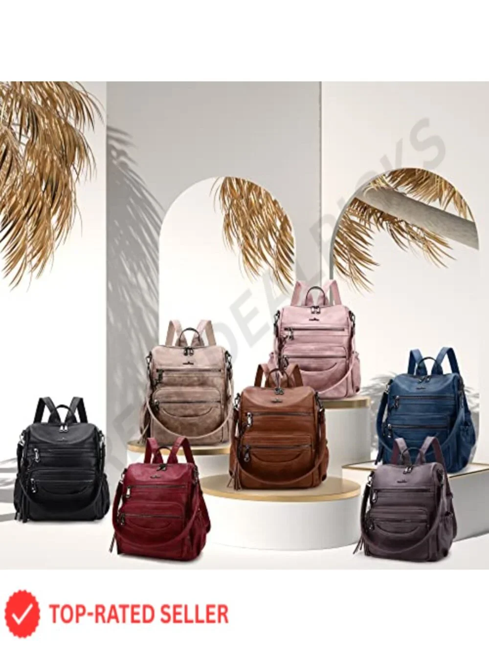 Vegan Leather Fashion Backpack Purse with USB Charging Port & Pockets